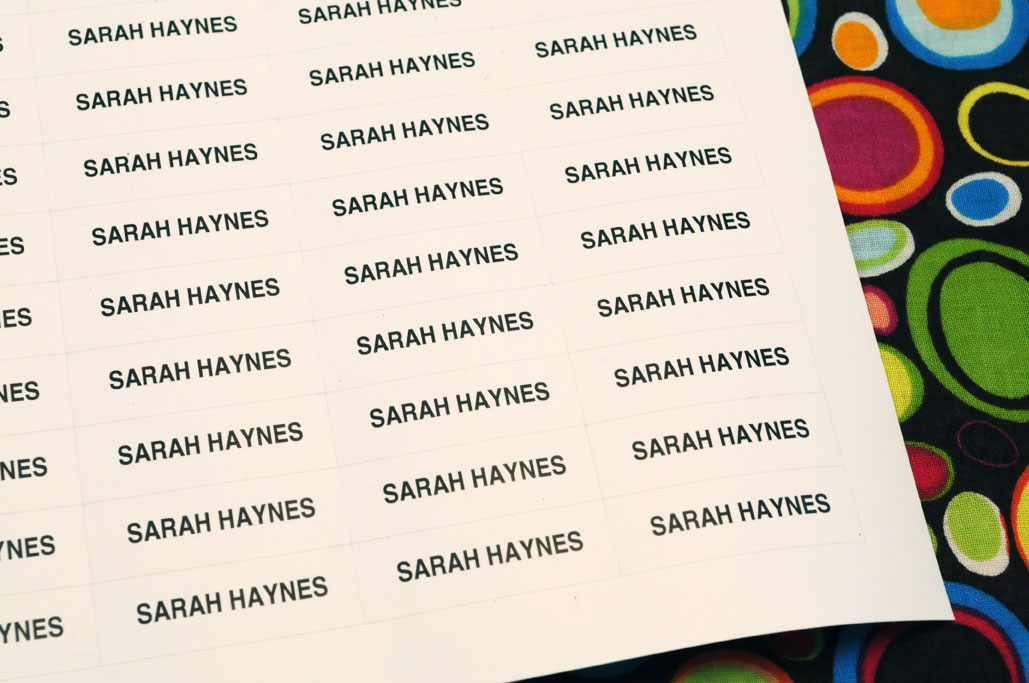 Iron-on Laundry Name Labels, Sheet of 100 (image for) Iron-on Laundry Name Labels, Sheet of 100